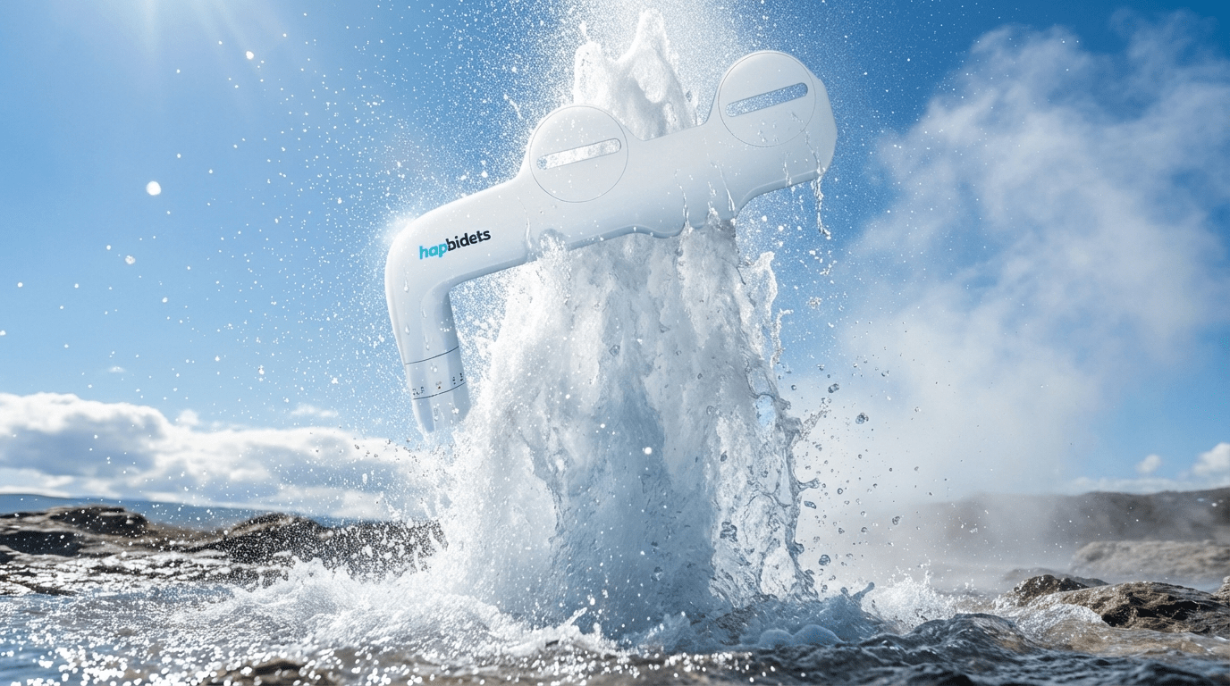 a bidet floating on a geyser