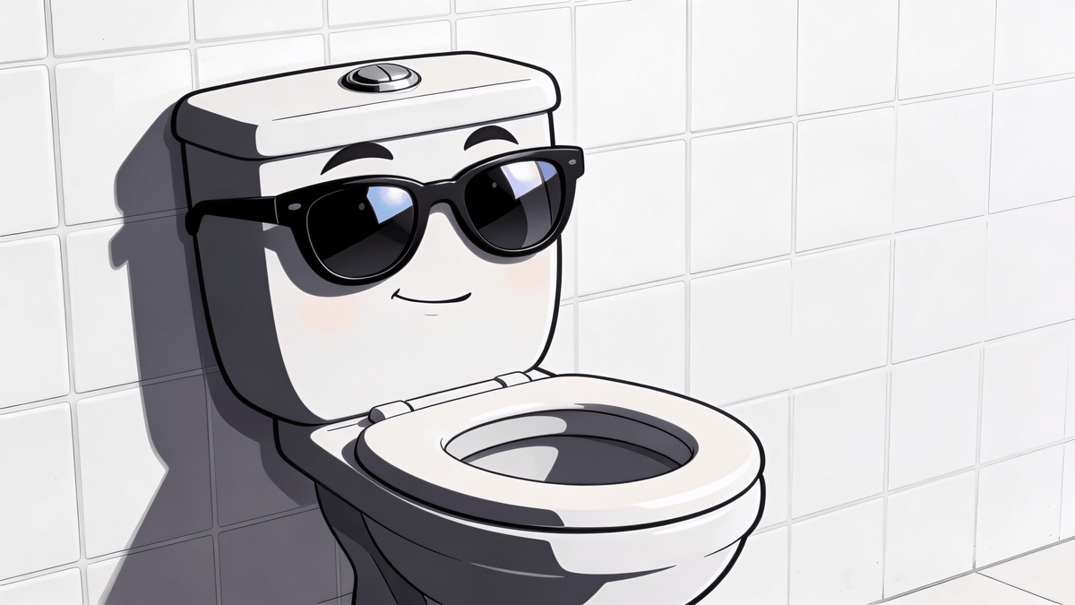 a toilet seat wearing sunglasses
