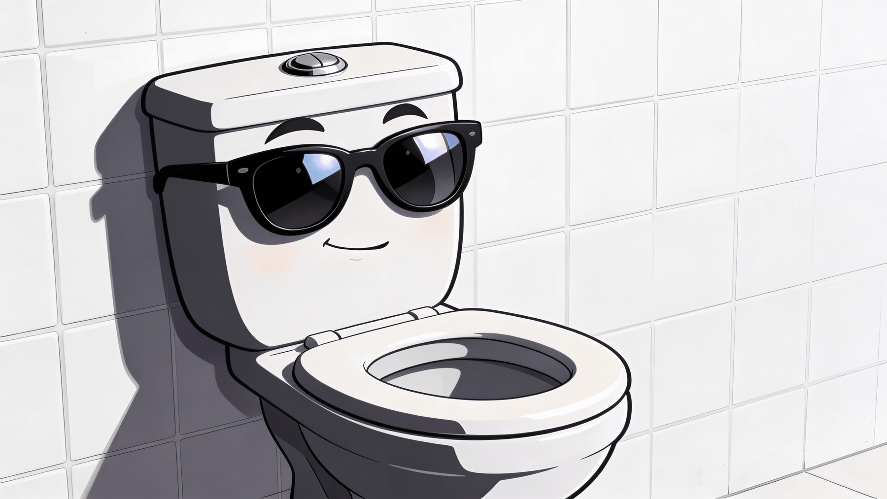 a toilet seat wearing sunglasses