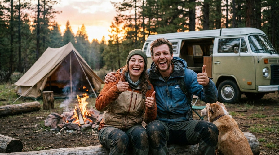 a couple at a campsite
