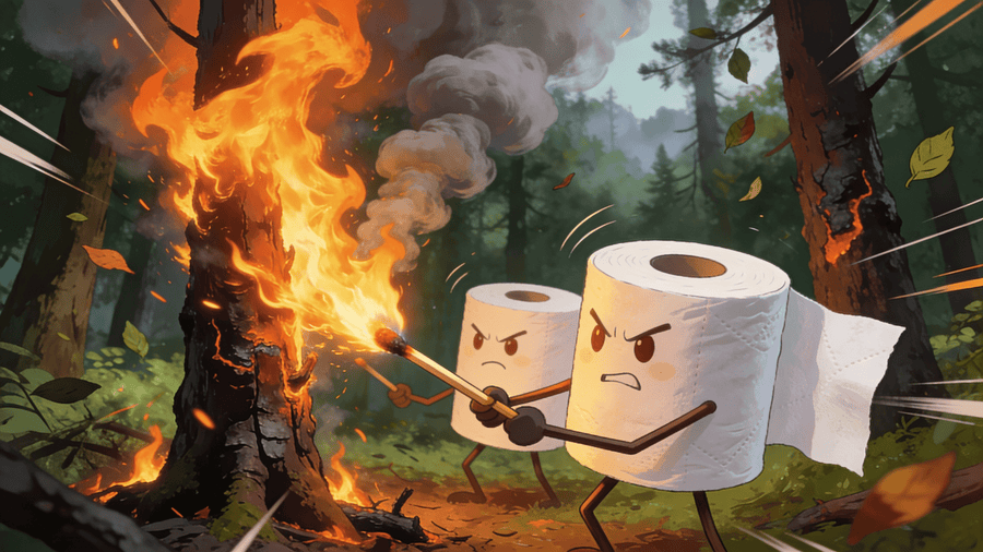 toilet paper burning down trees